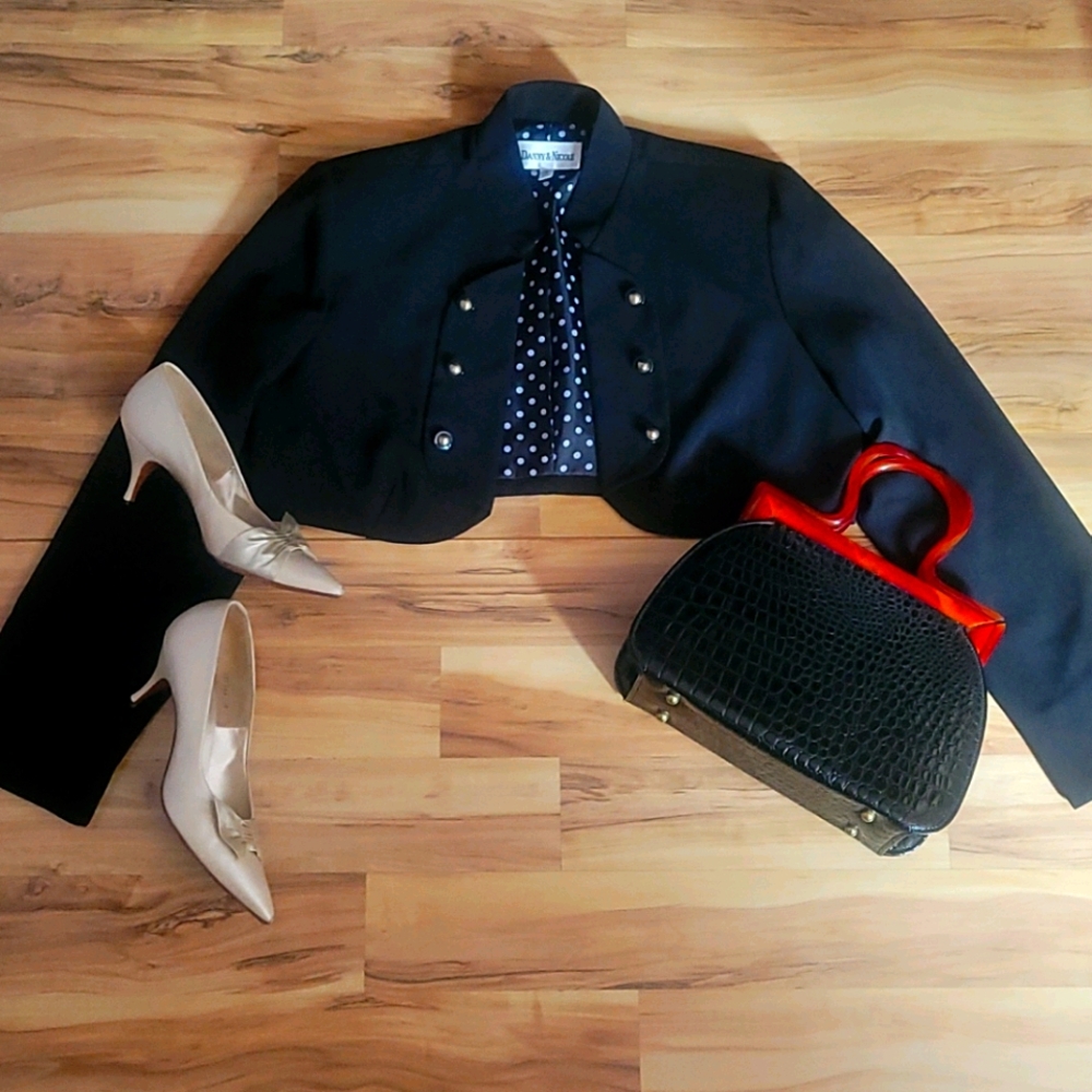 Vintage 90s Cropped Jacket Bolero L - Picture 1 of 7